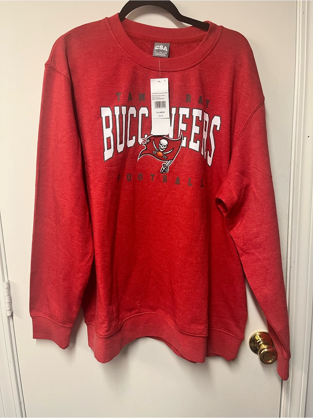 Red Buccaneers Crewneck Sweatshirt - Team Logo Pullover